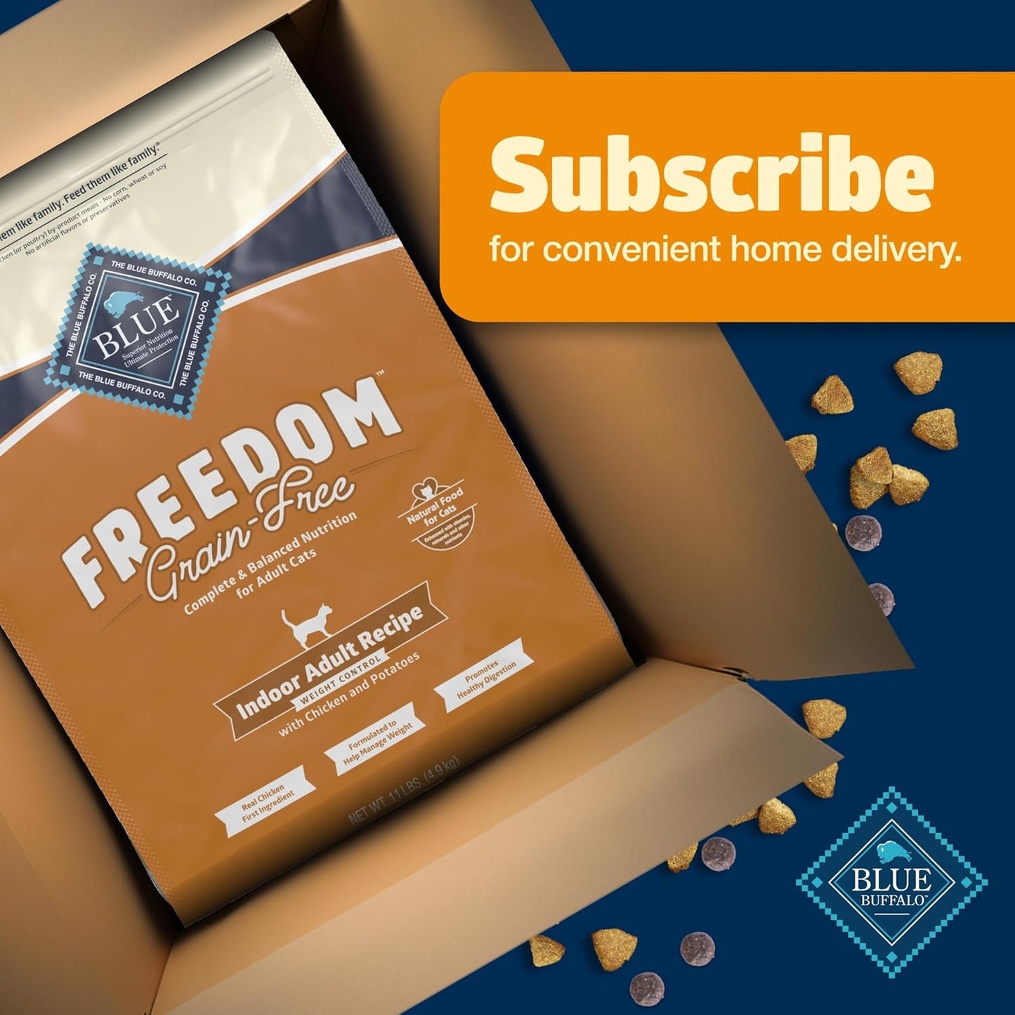 Freedom Grain-Free Adult Weight Control Dry Cat Food, Complete & Balanced Nutrition for Indoor Cats, Chicken Recipe, 11-Lb. Bag