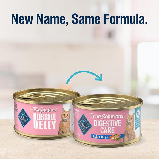 True Solutions Digestive Care Wet Cat Food for Adult Cats, Made with Natural Ingredients, Chicken, 3-Oz. Cans (24 Count)