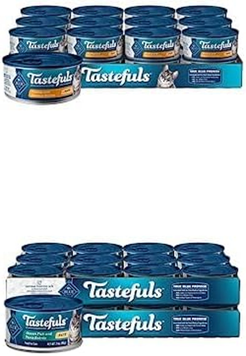 Tastefuls Natural Pate Wet Cat Food, Turkey & Chicken Entrée 5.5-Oz Cans (Pack of 24) + Tastefuls Natural Pate Wet Cat Food, Ocean Fish & Tuna Entrée 3-Oz Cans (Pack of 24)
