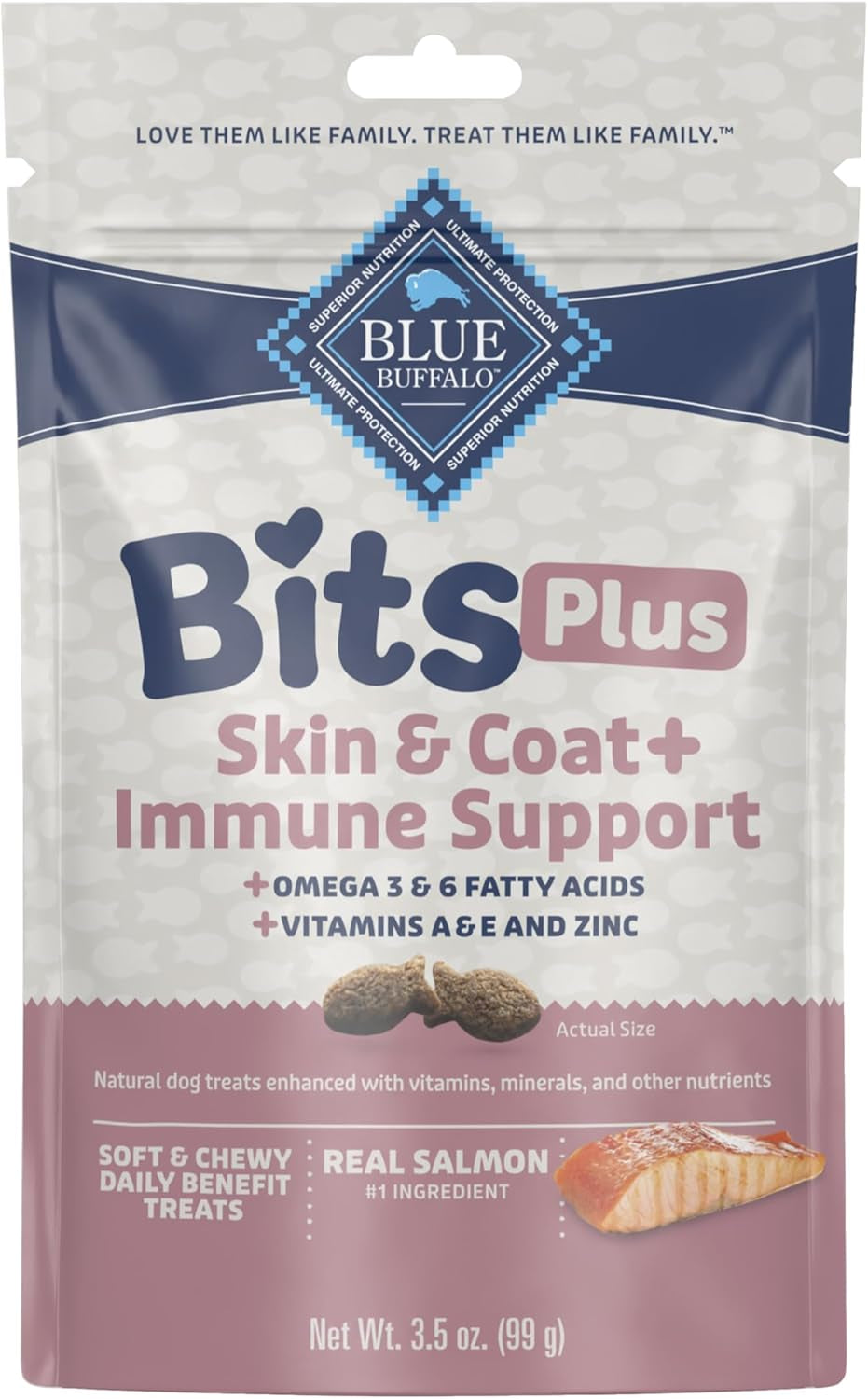 Blue Bits plus Mobility and Immune Support Daily Benefit Dog Treats, Soft & Chewy Beef Morsels, 3.5-Oz. Bag
