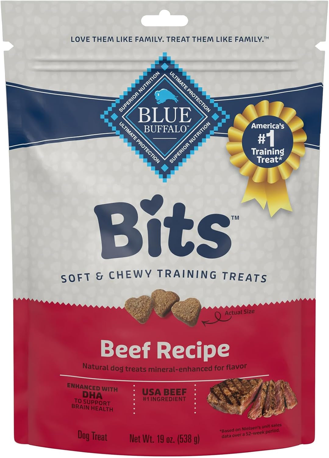 Bits Soft Dog Treats for Training, Made with Natural Ingredients & Enhanced with DHA, Chicken Recipe, 19-Oz Bag