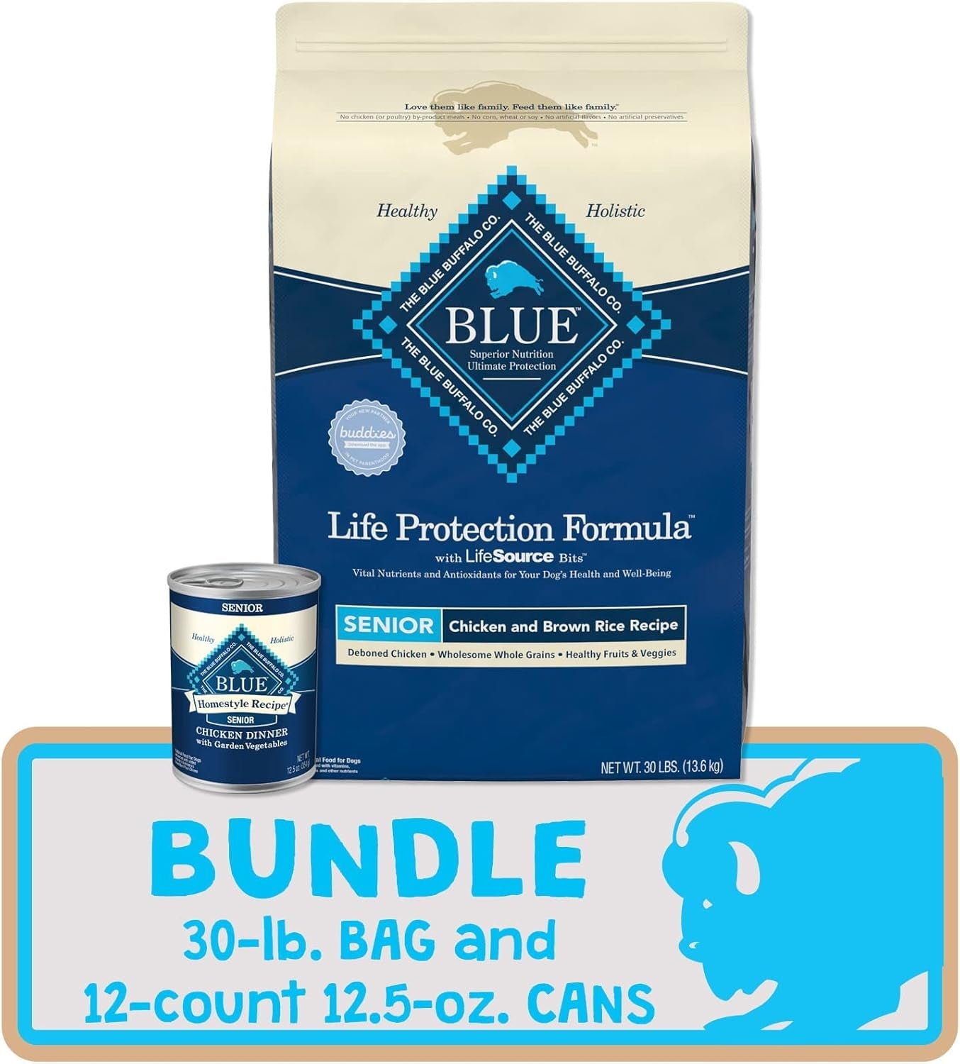 Life Protection Formula Natural Senior Dog Food Bundle, Dry Dog Food and Wet Dog Food, Chicken (30-Lb Dry Food + 12.5Oz Cans 12Ct)