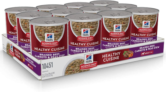 Healthy Cuisine, Adult 1-6, Great Taste, Wet Dog Food, Braised Beef, Carrots & Peas Stew, 12.5 Oz Can, Case of 12