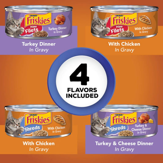 Purina Gravy Wet Cat Food Variety Pack, Prime Filets & Shreds Turkey & Chicken Favorites - (40) 5.5 Oz. Cans