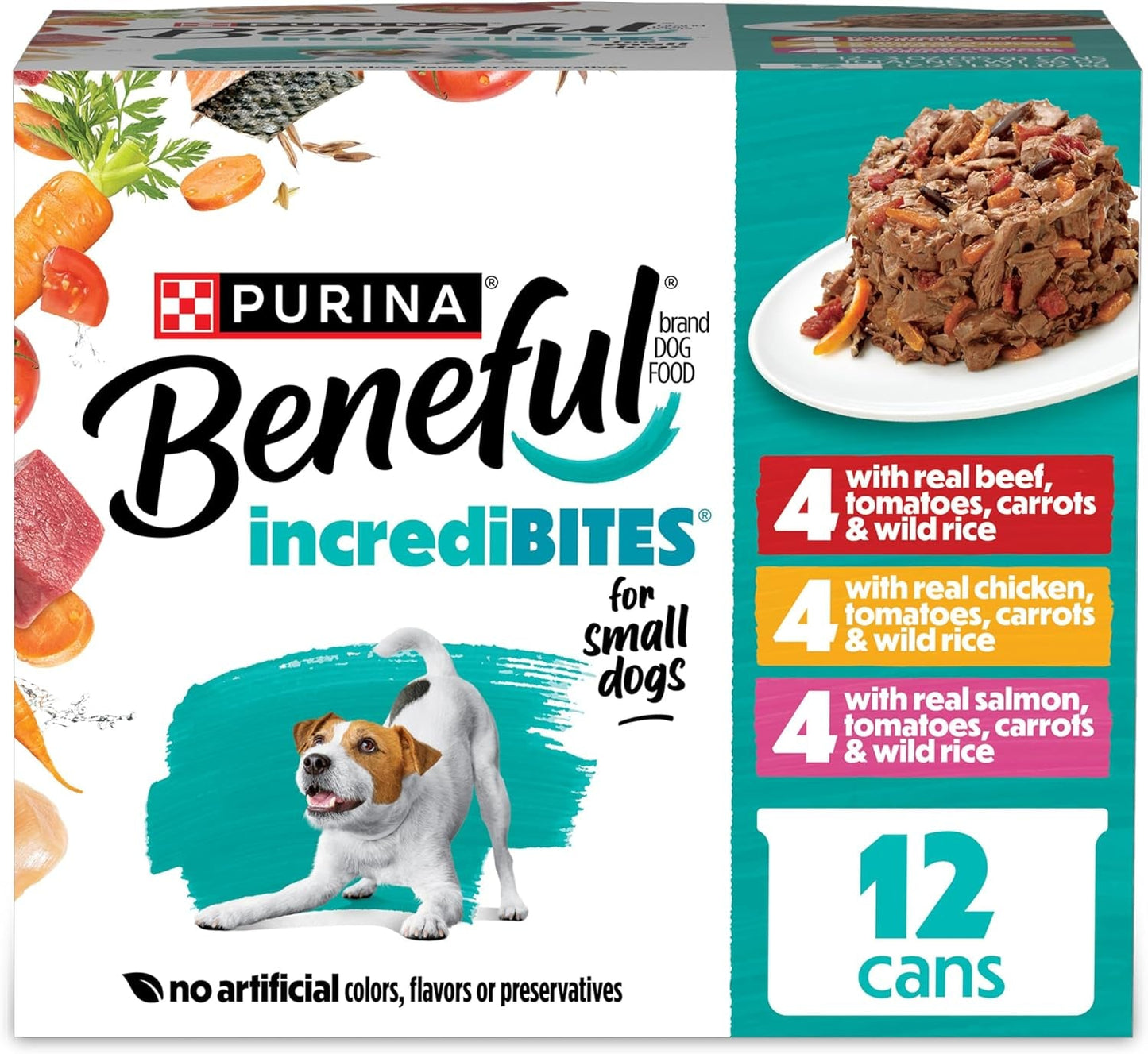 Purina Small Breed Wet Dog Food Variety Pack, Incredibites with Real Beef, Chicken and Salmon - (Pack of 30) 3 Oz. Cans
