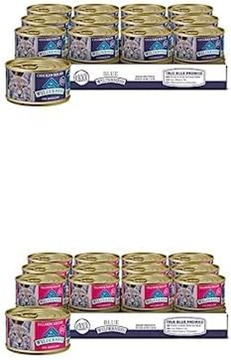 Wilderness High Protein Grain Free, Natural Adult Pate Wet Cat Food, Chicken 3-Oz Cans (Pack of 24) + Adult Pate Wet Cat Food, Salmon 3-Oz Cans (Pack of 24)