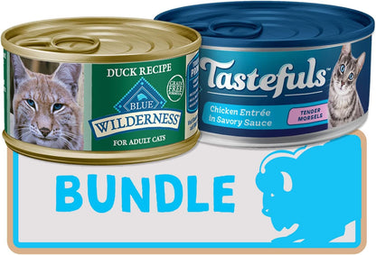 Tastefuls and Wildneress Cat Wet Food Variety Bundle, Chicken and Duck (Pack of 48)