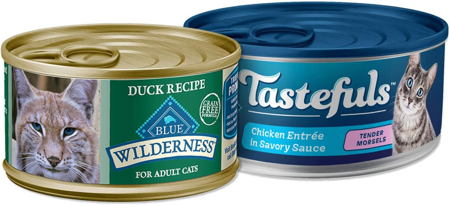 Tastefuls and Wildneress Cat Wet Food Variety Bundle, Chicken and Duck (Pack of 48)