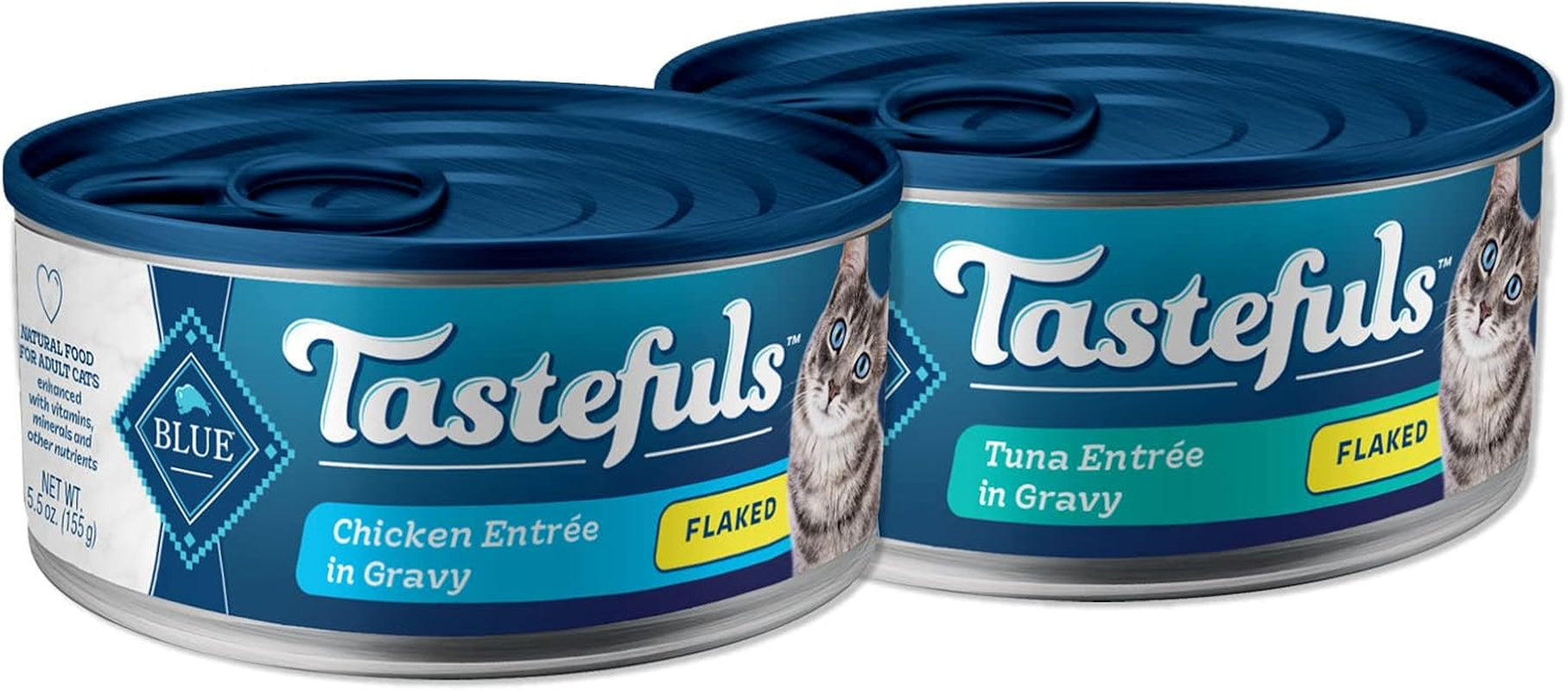 Tastefuls Natural Flaked Wet Cat Food Bundle, Flaked Chicken and Tuna 5.5-Oz Cans (48 Count- 24 of Each Flavor)