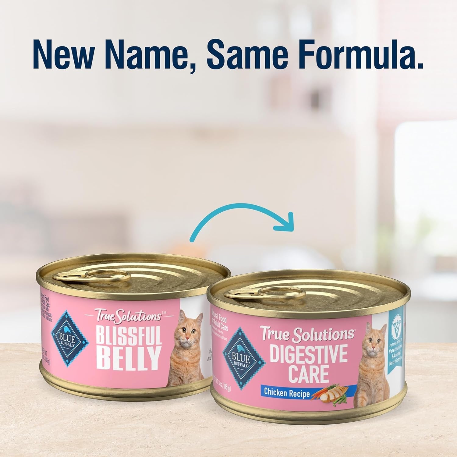 True Solutions Digestive Care Wet Cat Food for Adult Cats, Made with Natural Ingredients, Chicken, 3-Oz. Cans (24 Count)