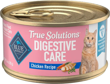 True Solutions Digestive Care Wet Cat Food for Adult Cats, Made with Natural Ingredients, Chicken, 3-Oz. Cans (24 Count)