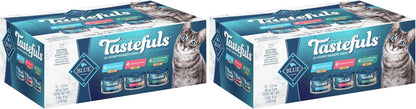 Tastefuls Natural Pate Wet Cat Food Variety Pack, Salmon, Chicken, Ocean Fish & Tuna Entrées 3-Oz Cans (12 Count - 4 of Each Flavor) (Pack of 2)