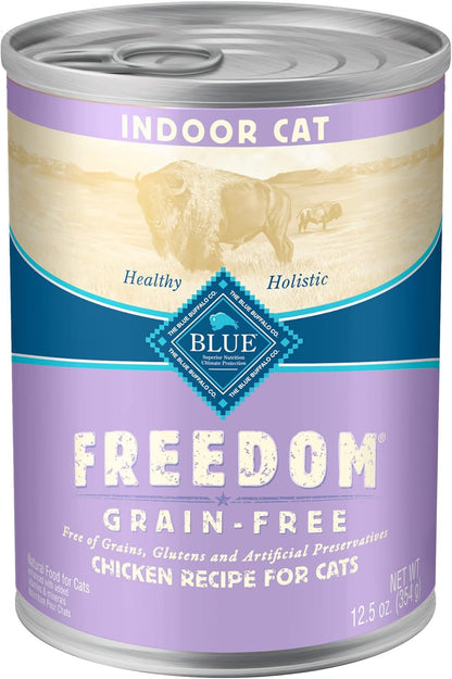 Freedom Grain Free Natural Adult Pate Wet Cat Food, Indoor Chicken 12.5-Oz Cans (Pack of 12)
