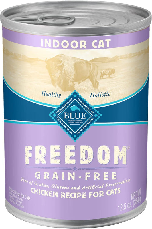 Freedom Grain Free Natural Adult Pate Wet Cat Food, Indoor Chicken 12.5-Oz Cans (Pack of 12)