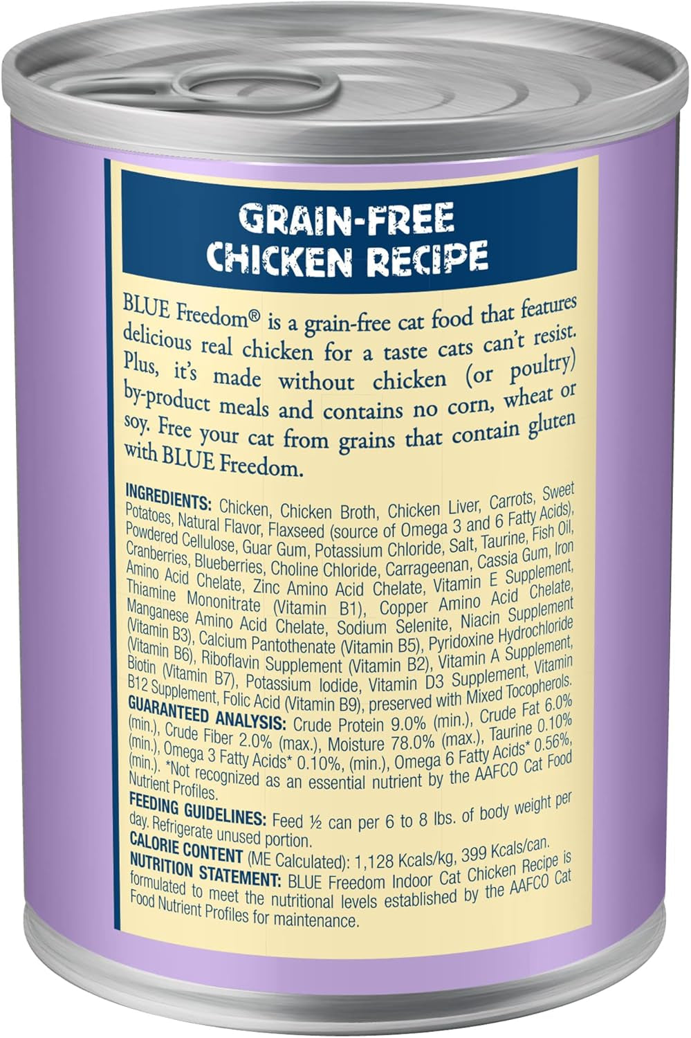 Freedom Grain Free Natural Adult Pate Wet Cat Food, Indoor Chicken 12.5-Oz Cans (Pack of 12)