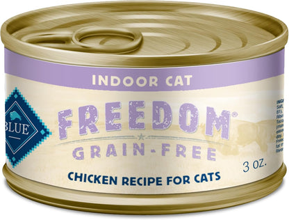 Freedom Grain Free Natural Adult Pate Wet Cat Food, Indoor Chicken 12.5-Oz Cans (Pack of 12)