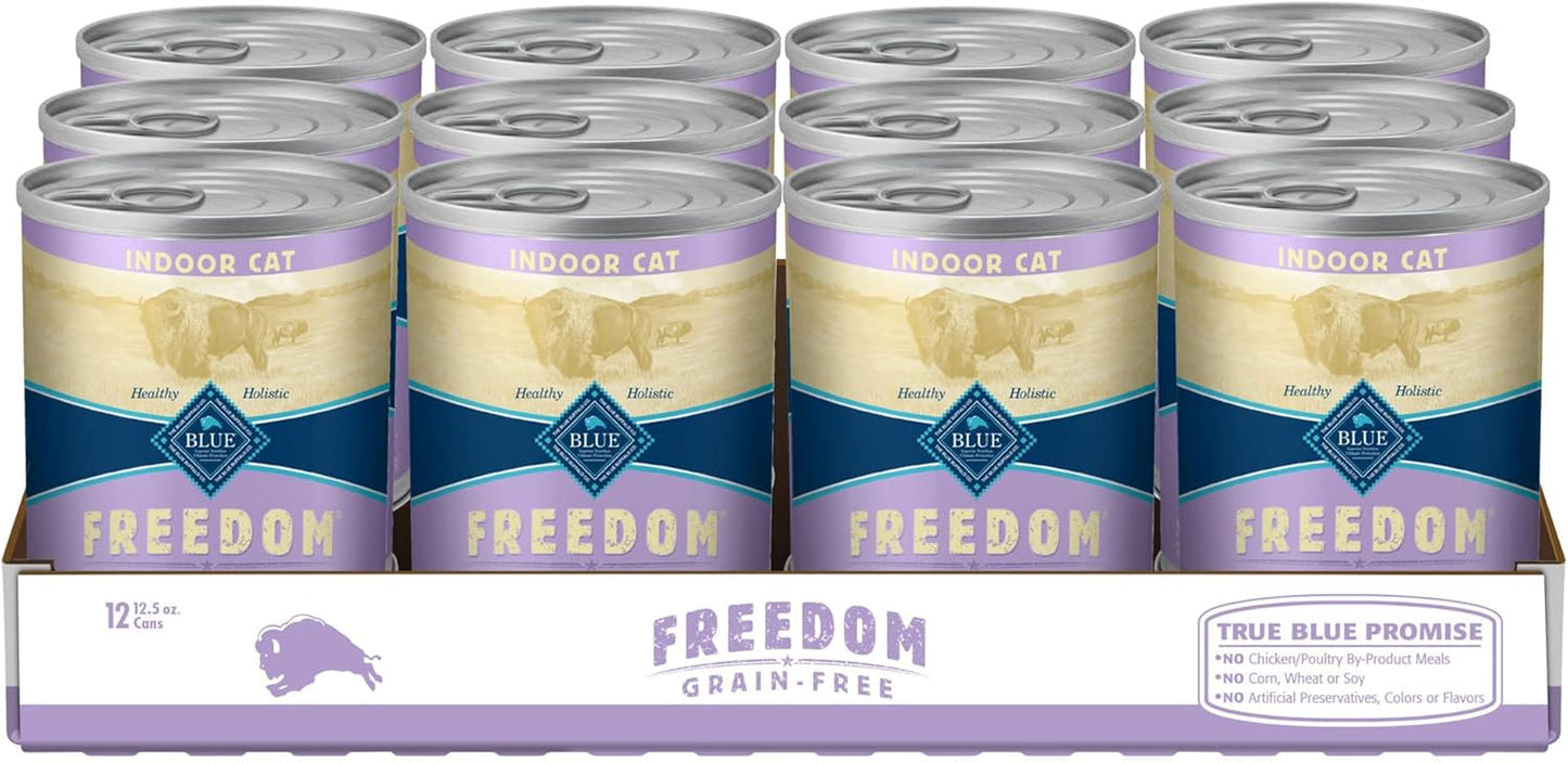 Freedom Grain Free Natural Adult Pate Wet Cat Food, Indoor Chicken 12.5-Oz Cans (Pack of 12)