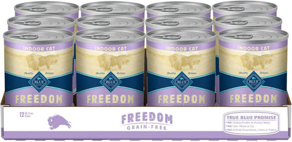 Freedom Grain Free Natural Adult Pate Wet Cat Food, Indoor Chicken 12.5-Oz Cans (Pack of 12)