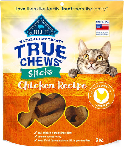 True Chews Sticks Natural Cat Treats, Chicken Recipe, Meaty & Savory Treats Made in the USA, 3-Oz. Bag (Pack of 2)