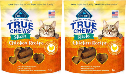 True Chews Sticks Natural Cat Treats, Chicken Recipe, Meaty & Savory Treats Made in the USA, 3-Oz. Bag (Pack of 2)