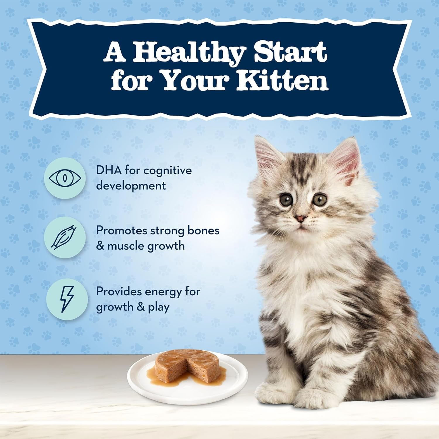 Baby Blue Natural Grain-Free Wet Food for Kittens, Healthy Growth Formula with DHA, High-Protein Chicken Paté, 3 Oz. Can