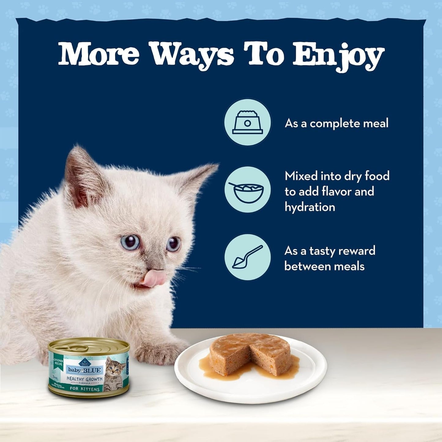 Baby Blue Natural Grain-Free Wet Food for Kittens, Healthy Growth Formula with DHA, High-Protein Chicken Paté, 3 Oz. Can