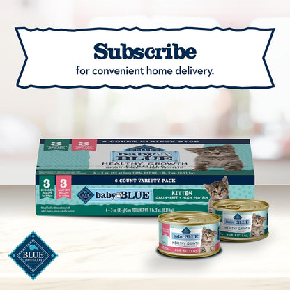 Baby Blue Natural Grain-Free Wet Food for Kittens, Healthy Growth Formula with DHA, High-Protein Chicken Paté, 3 Oz. Can