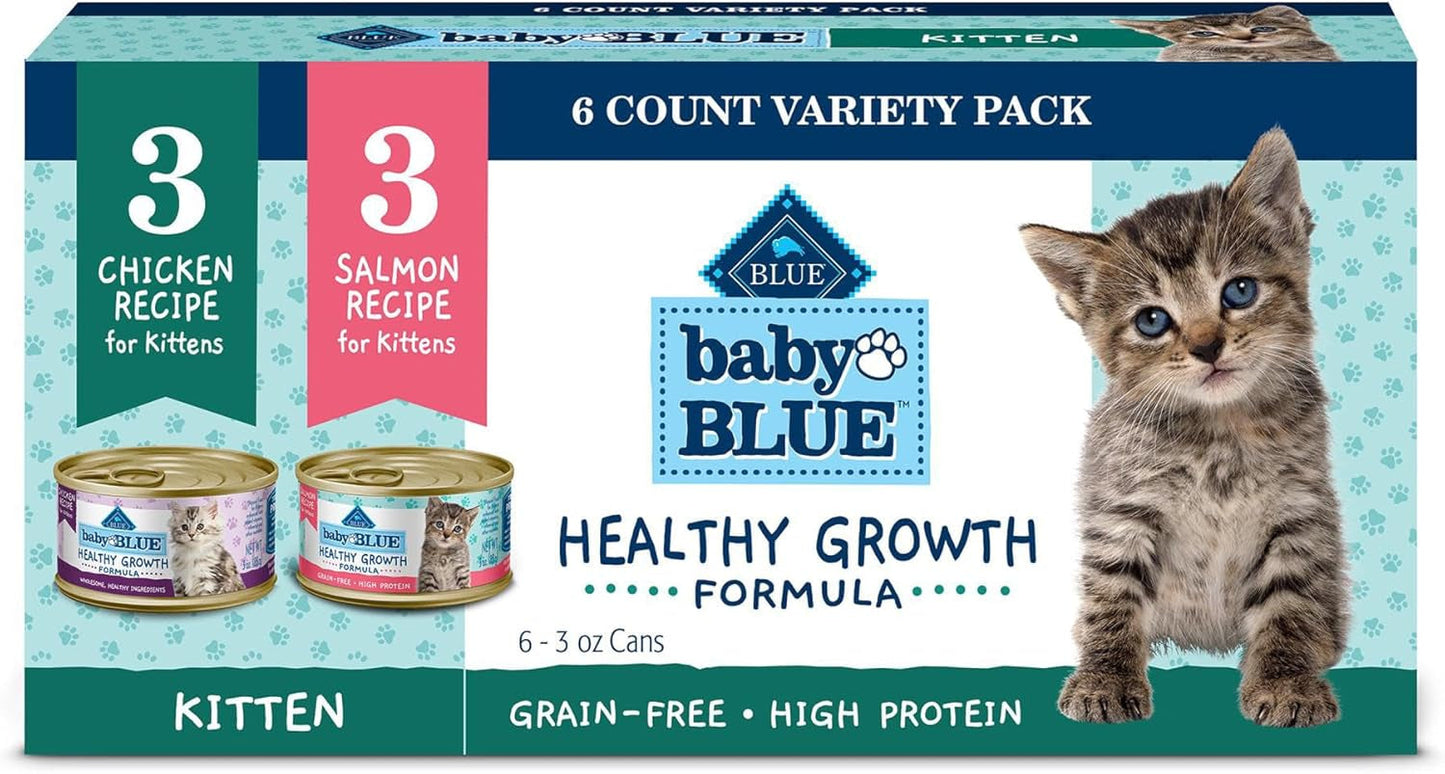 Baby Blue Natural Grain-Free Wet Food for Kittens, Healthy Growth Formula with DHA, High-Protein Chicken Paté, 3 Oz. Can
