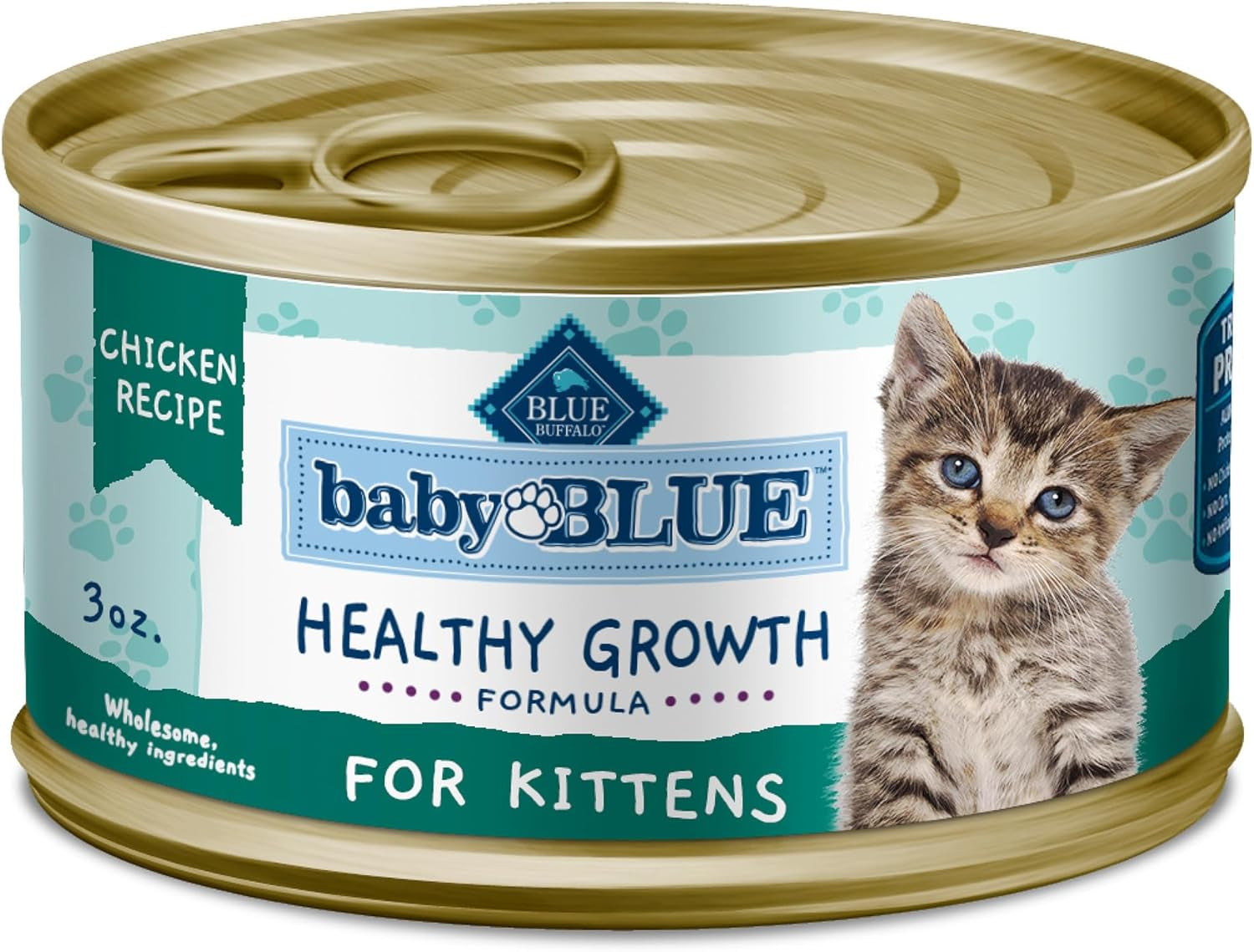 Baby Blue Natural Grain-Free Wet Food for Kittens, Healthy Growth Formula with DHA, High-Protein Chicken Paté, 3 Oz. Can
