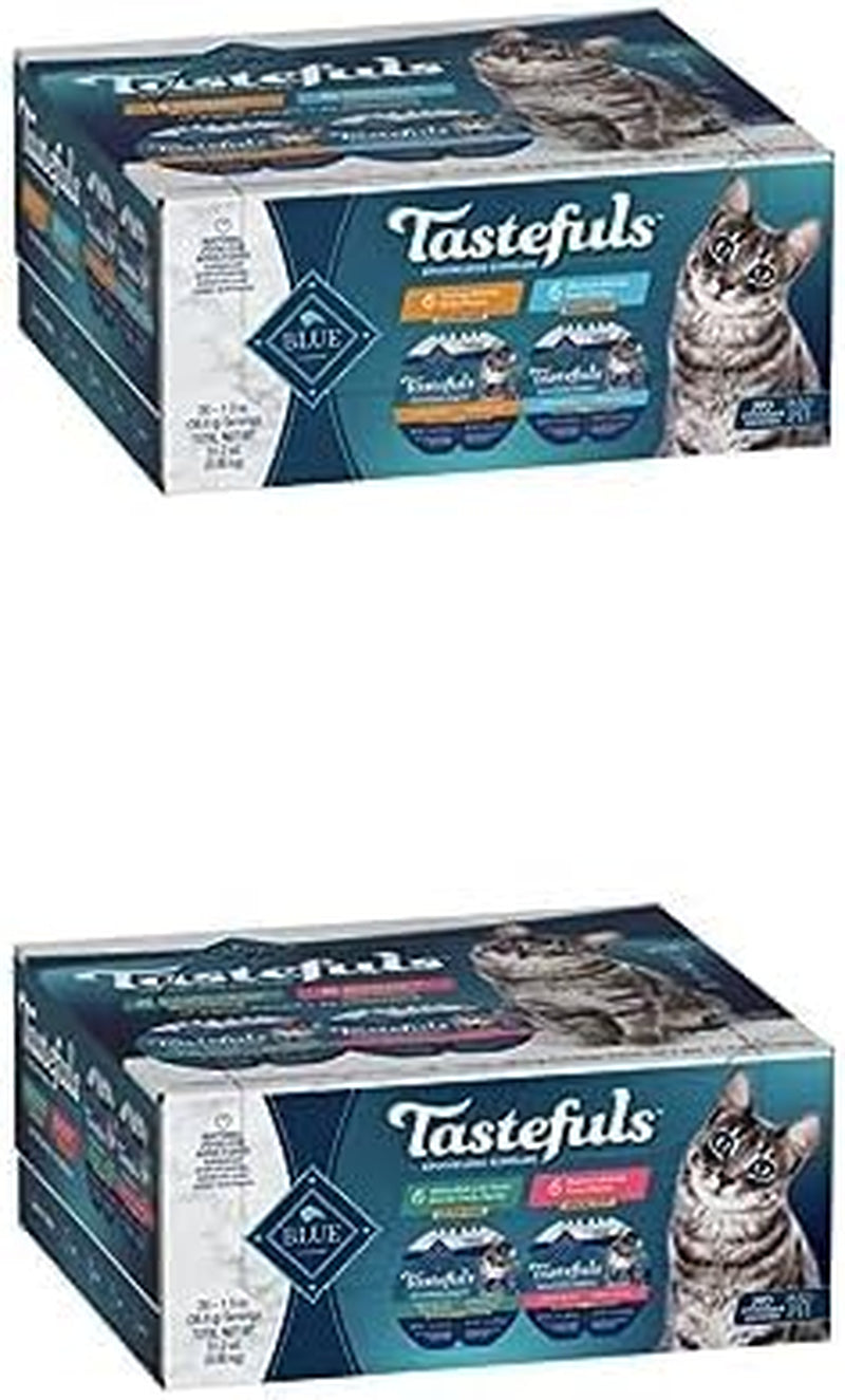 Tastefuls Spoonless Singles Adult Pate Wet Cat Food Variety Pack, Chicken and Turkey, 2.6Oz Twin-Packs(12 Ct - 6 Each) + Whitefish & Tuna and Salmon, 2.6Oz Twin-Packs(12 Ct - 6 Each)