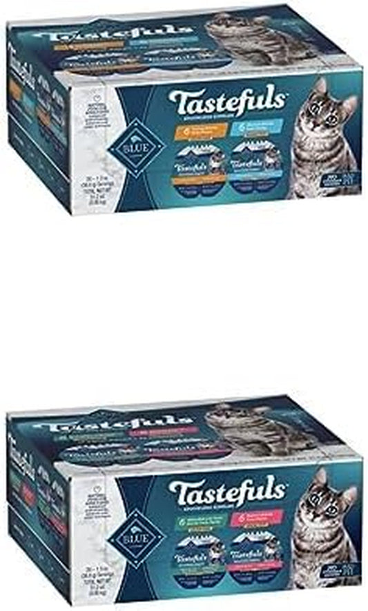 Tastefuls Spoonless Singles Adult Pate Wet Cat Food Variety Pack, Chicken and Turkey, 2.6Oz Twin-Packs(12 Ct - 6 Each) + Whitefish & Tuna and Salmon, 2.6Oz Twin-Packs(12 Ct - 6 Each)