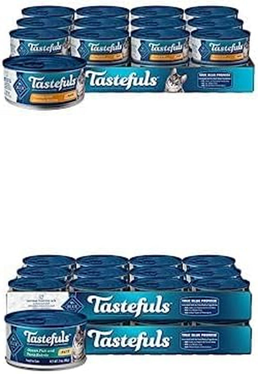 Tastefuls Natural Pate Wet Cat Food, Turkey & Chicken Entrée 5.5-Oz Cans (Pack of 24) +  Tastefuls Natural Pate Wet Cat Food, Ocean Fish & Tuna Entrée 3-Oz Cans (Pack of 24)