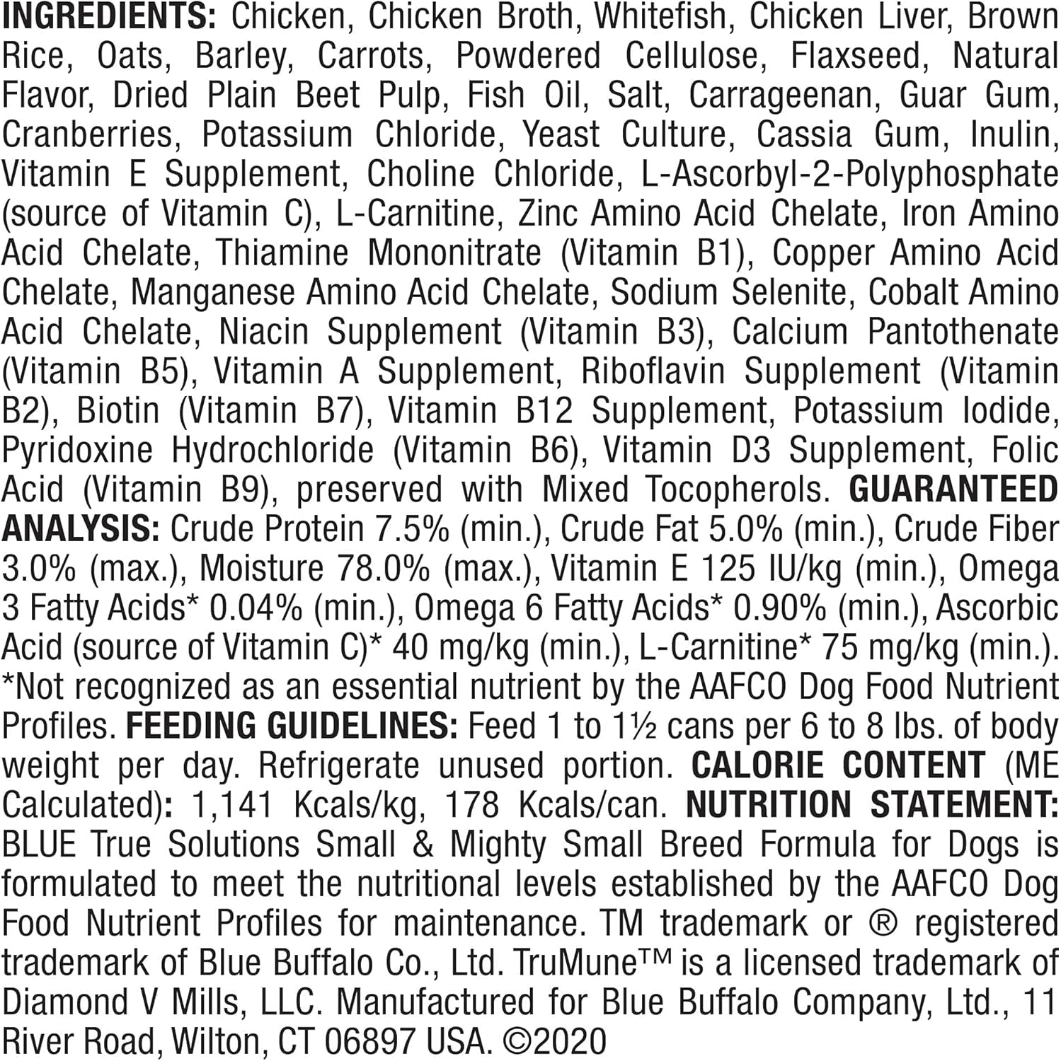 True Solutions Small & Mighty Natural Wet Food for Adult Small Breed Dogs, Chicken, 5.5-Oz Cans (24 Count)