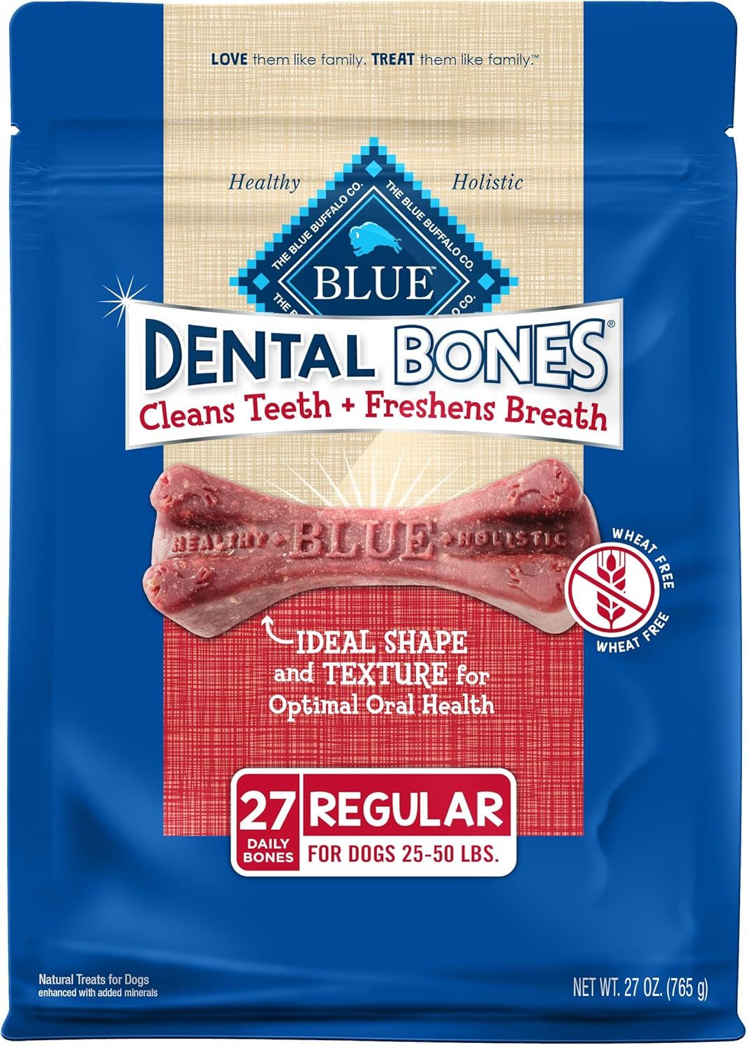 Dental Bones Regular Natural Dental Chew Dog Treats Bag Value Pack