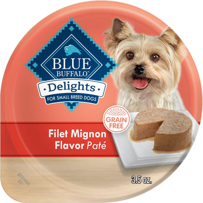 Delights Natural Adult Small Breed Wet Dog Food Cups, Pate Style, Roasted Turkey & Grilled Chicken 3.5-Oz (24 Count - 12 of Each Flavor)