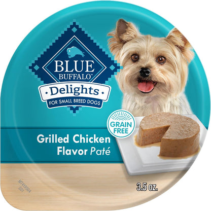Delights Natural Adult Small Breed Wet Dog Food Cups, Pate Style, Roasted Turkey & Grilled Chicken 3.5-Oz (24 Count - 12 of Each Flavor)