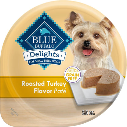 Delights Natural Adult Small Breed Wet Dog Food Cups, Pate Style, Roasted Turkey & Grilled Chicken 3.5-Oz (24 Count - 12 of Each Flavor)