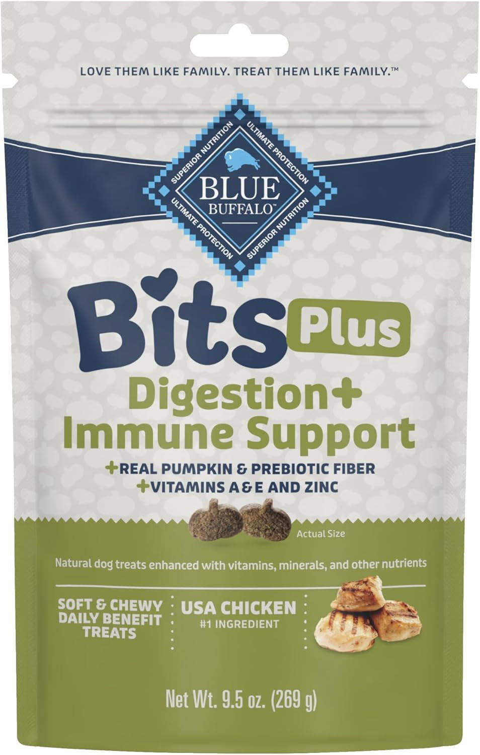 Blue Bits plus Mobility and Immune Support Daily Benefit Dog Treats, Soft & Chewy Beef Morsels, 3.5-Oz. Bag