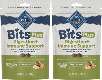Blue Bits plus Mobility and Immune Support Daily Benefit Dog Treats, Soft & Chewy Beef Morsels, 3.5-Oz. Bag