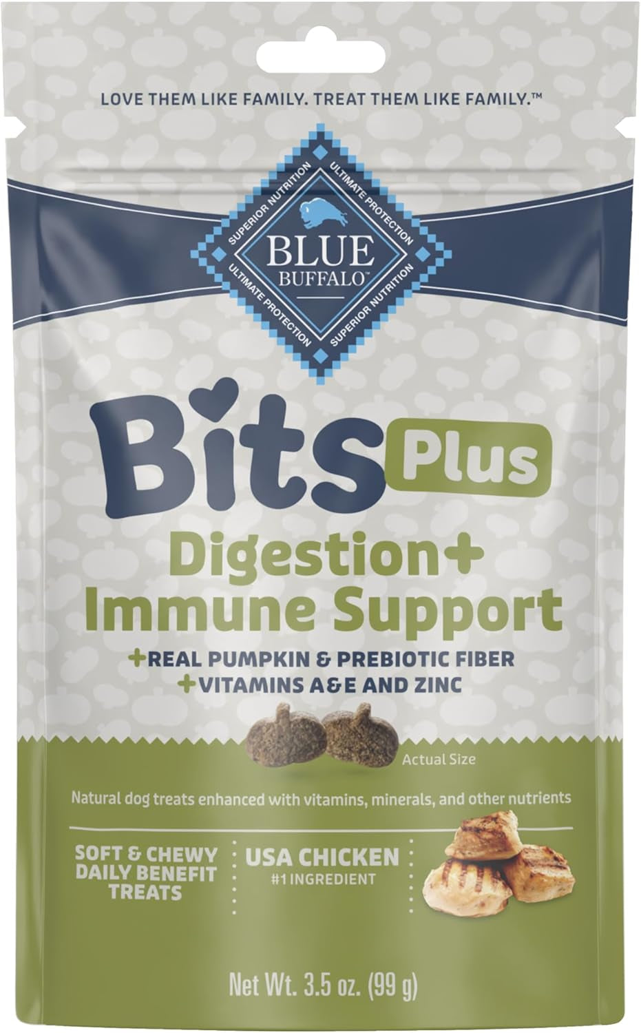 Blue Bits plus Mobility and Immune Support Daily Benefit Dog Treats, Soft & Chewy Beef Morsels, 3.5-Oz. Bag