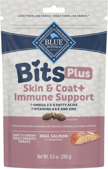 Blue Bits plus Mobility and Immune Support Daily Benefit Dog Treats, Soft & Chewy Beef Morsels, 3.5-Oz. Bag