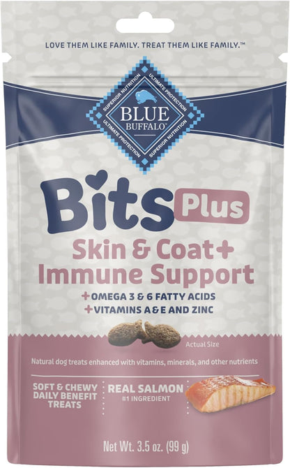 Blue Bits plus Mobility and Immune Support Daily Benefit Dog Treats, Soft & Chewy Beef Morsels, 3.5-Oz. Bag