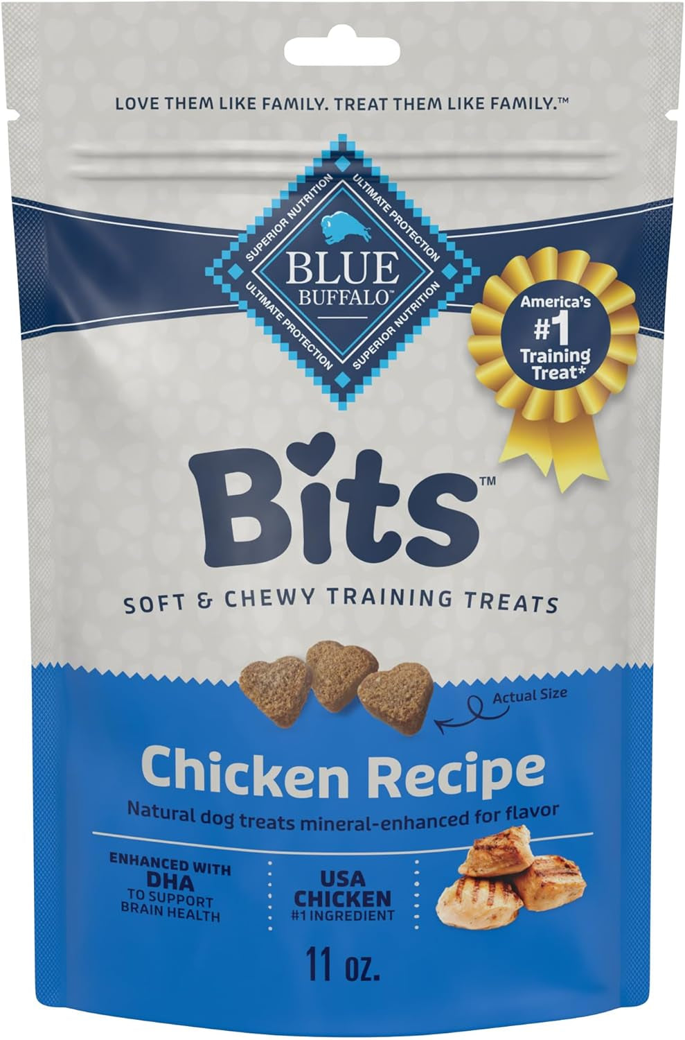 Bits Soft Dog Treats for Training, Made with Natural Ingredients & Enhanced with DHA, Chicken Recipe, 19-Oz Bag