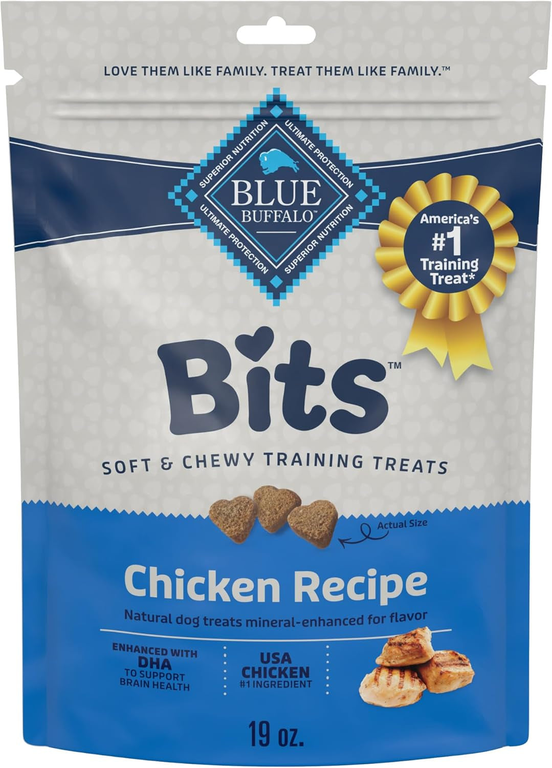 Bits Soft Dog Treats for Training, Made with Natural Ingredients & Enhanced with DHA, Chicken Recipe, 19-Oz Bag