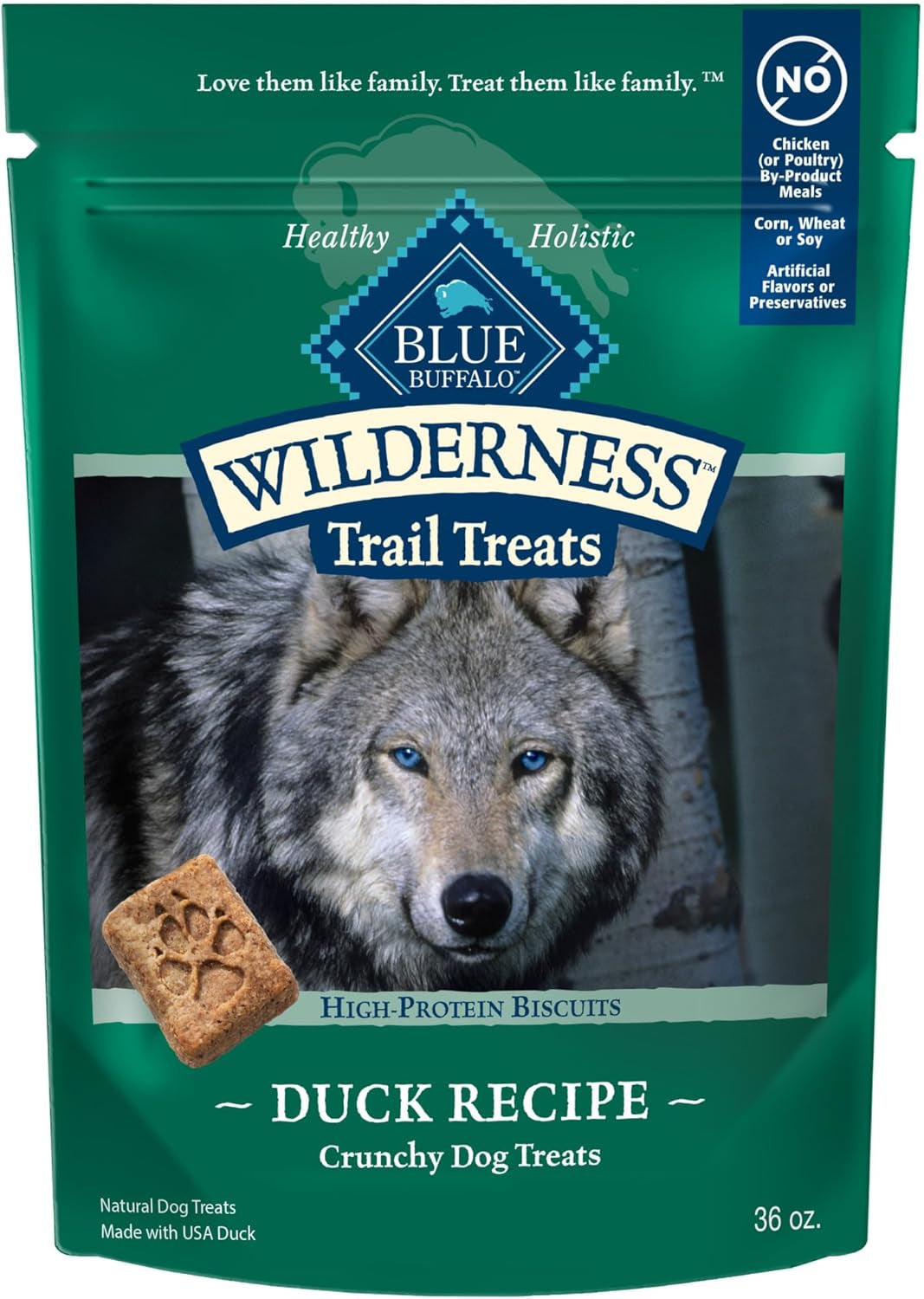 Wilderness Trail Treats High Protein Grain Free Dog Biscuits Crunchy Dog Treats, Duck Recipe, 24-Oz Bag
