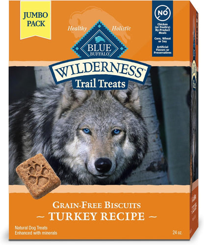 Wilderness Trail Treats High Protein Grain Free Dog Biscuits Crunchy Dog Treats, Duck Recipe, 24-Oz Bag