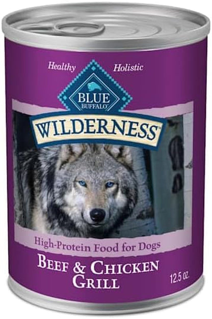 Wilderness Adult Wet Dog Food, High-Protein & Grain-Free, Made with Natural Ingredients, Beef & Chicken Grill, 12.5-Oz. Cans, 12 Count