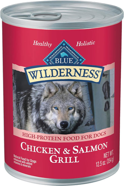 Wilderness Adult Wet Dog Food, High-Protein & Grain-Free, Made with Natural Ingredients, Beef & Chicken Grill, 12.5-Oz. Cans, 12 Count