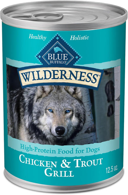 Wilderness Adult Wet Dog Food, High-Protein & Grain-Free, Made with Natural Ingredients, Beef & Chicken Grill, 12.5-Oz. Cans, 12 Count