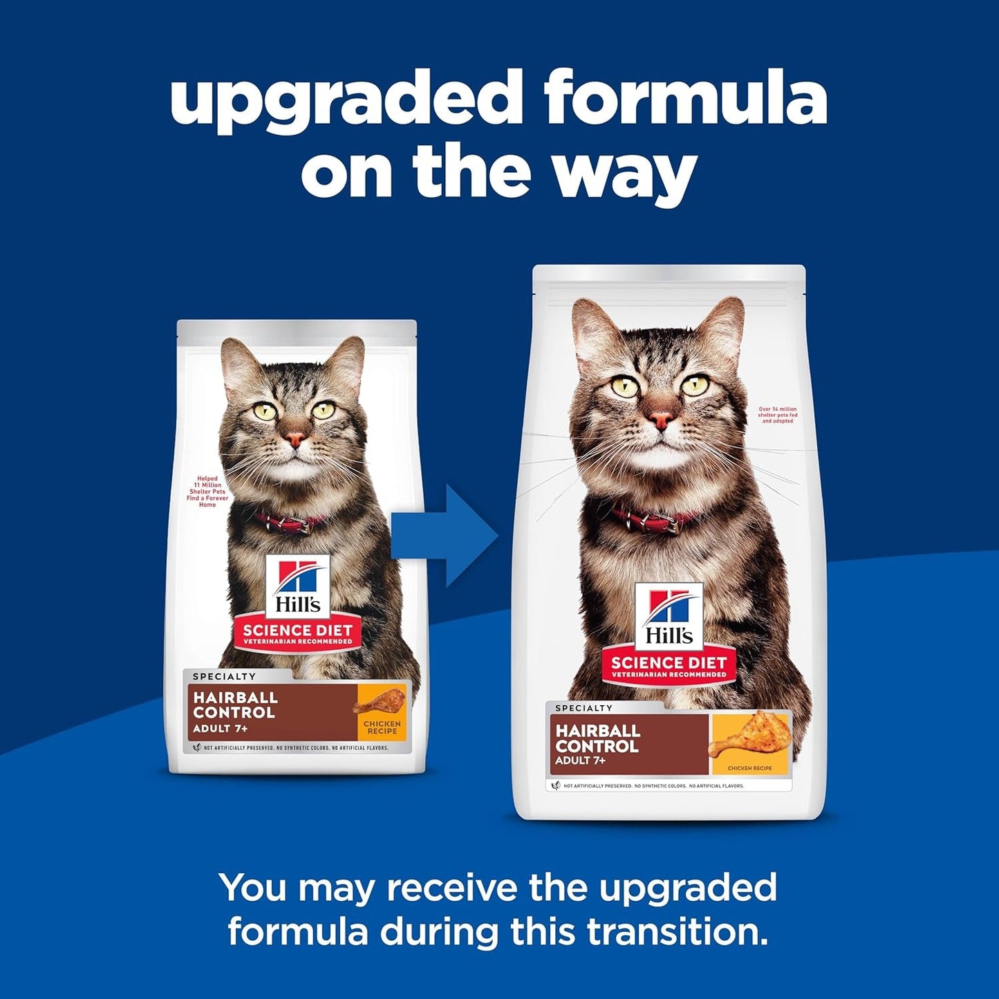 Hairball Control, Senior Adult 7+, Hairball Control Support, Dry Cat Food, Chicken Recipe, 15.5 Lb Bag